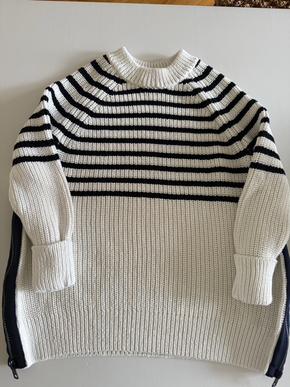 Kate Spade New York Live Colorfully  Cream and Navy Striped knit sweater. Size S